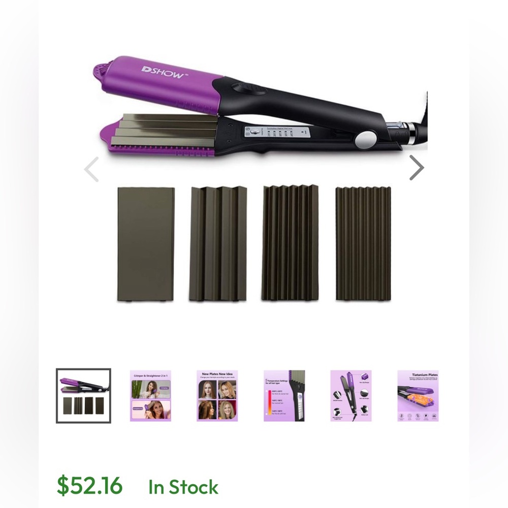 DSHOW Hair Crimper for Women with 4 Interchangeable Plates